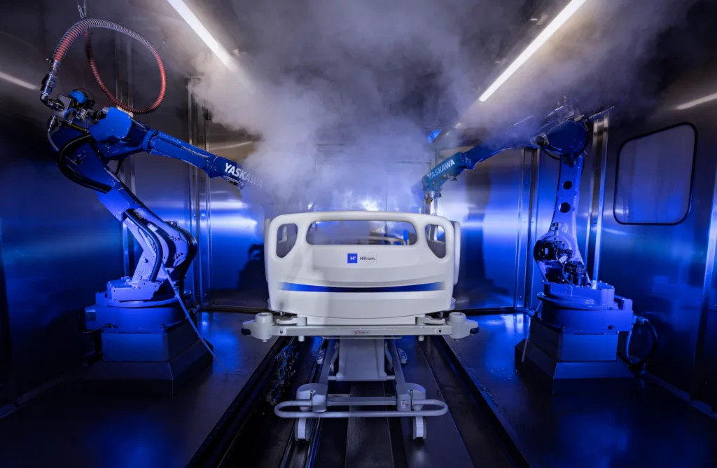 Steam based washer-disinfector forIPX4 (non-washable) and IPX6 (washable) hospital beds and mattresses including automatic matress lifiting and cleaning.